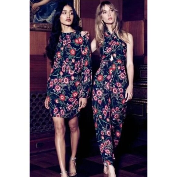 NWT MISA Halter Koral Floral Black Jumpsuit Romper Sleeveless Size S $470 [jb] - Picture 5 of 11